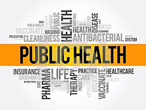 Public health word cloud collage, healthcare concept background