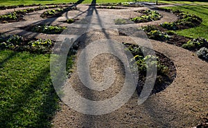 public, herb, nature garden with metal corten numbers.