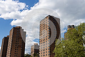 Public Housing Skyscrapers in East Harlem of New York City