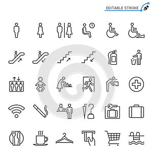 Public information line icons. Editable stroke