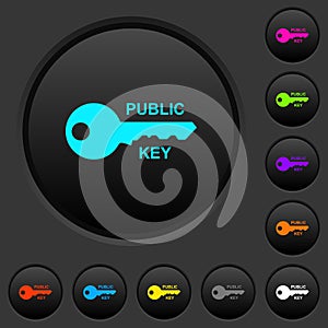 Public key dark push buttons with color icons