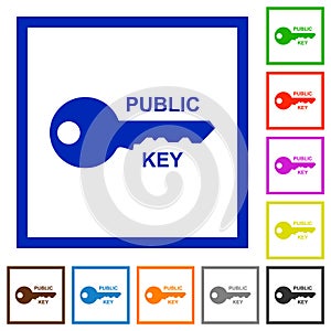 Public key flat framed icons