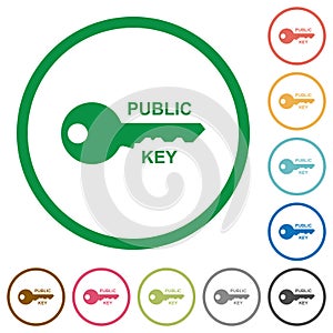 Public key flat icons with outlines