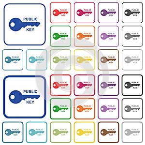 Public key outlined flat color icons