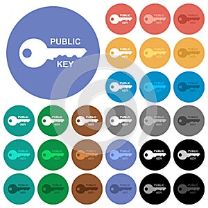 Public key round flat multi colored icons