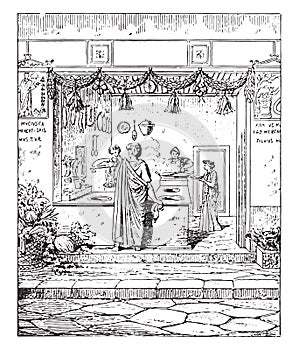 Public kitchen, vintage engraving