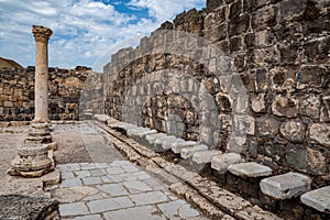 A public latrine, Remains of an Ancient City of Beit She`an. Beit She`an National Park in Israel photo