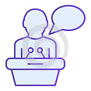 Public lecturer flat icon. Speaker on tribune blue icons in trendy flat style. Speech gradient style design, designed