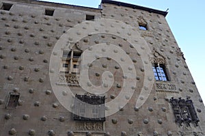 Public Libary Building with shells on, from Downtown of Salamanca City. Spain.