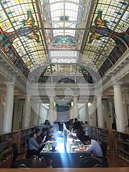 Public library Lima Peru columns and stained glass roof