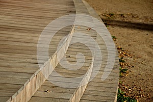 Public multifunctional stage to entertain friends theater at family school celebrations and occasions in the forest park wooden