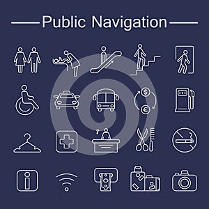 Public Navigation Signs Icons.