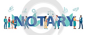 Public notary services header design, flat vector illustration