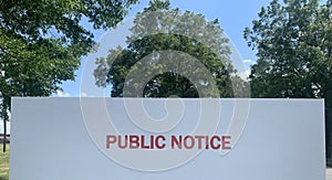 Public Notice for Rezoning, Zoning or Legal Land Use