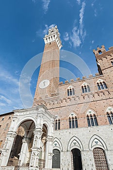 Public Palace and Mangia Tower in Siena, Italy