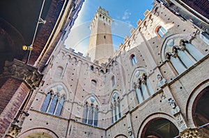 Public Palace and it\'s Mangia Tower in Siena, Italy