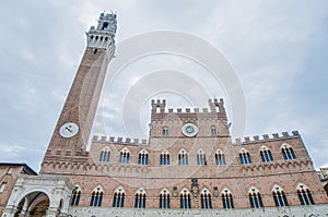 Public Palace and it\'s Mangia Tower in Siena, Italy