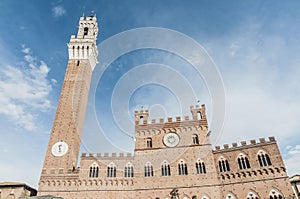 Public Palace and it\'s Mangia Tower in Siena, Italy