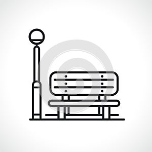 Public park bench line icon