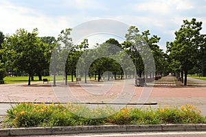 Public park called Campo Marzo in Vicenza City in Italy photo