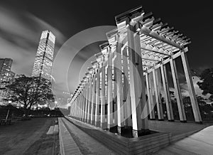 Public park of Hong Kong city at night