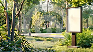 Public Park Information Kiosk Mockup, Outdoor Welcoming, AI Created