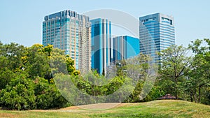 Public park, Modern building