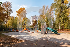 public park with playground and swings for children to play