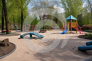 public park with playground and swings for children to play