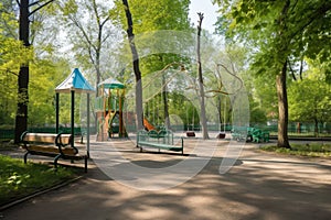 public park with playground and swings for children to play