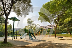 public park with playground and swings for children to play