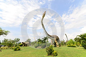 Public parks of statues and dinosaur