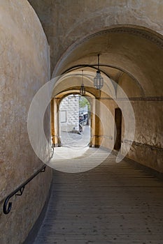 Public passage through castle in Cesky Krumlov