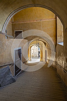 Public passage through castle in Cesky Krumlov