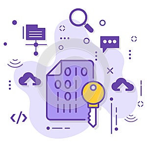 Public and Private API key encryption Concept, Secure Hash Algorithm Vector Icon Design, Cloud computing and Web Hosting services