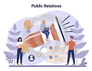 Public relations concept. Idea of making announcements through