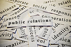 Veřejnost vztahy,. slova související obchod 