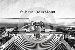 Public Relations typed text