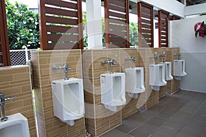 Public restroom interior with urinals