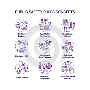 Public safety rules concept icons set