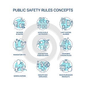 Public safety rules concept icons set