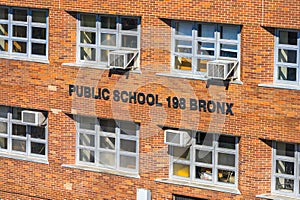 Public school building in the Bronx during the 2020 Corona Virus lockdown, New York City, NY