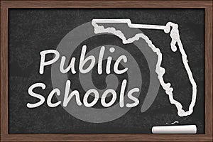 Public Schools in Florida with state map on a chalkboard photo