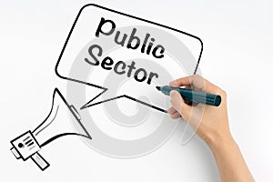 Public Sector. Megaphone and text on a white background