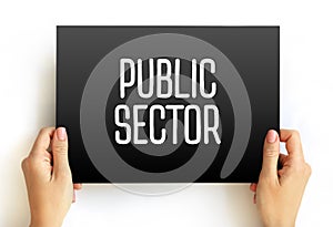 Public Sector text on card, concept background
