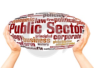 Public Sector word cloud hand sphere concept