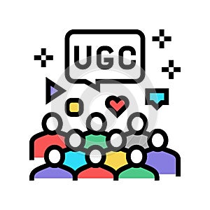 public social media users ugc color icon vector illustration