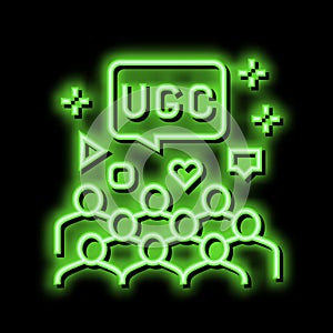 public social media users ugc neon glow icon illustration