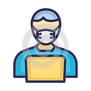 Public Speaker Wearing mask Vector Icon which can easily modify or edit