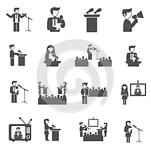 Public Speaking Icons Set